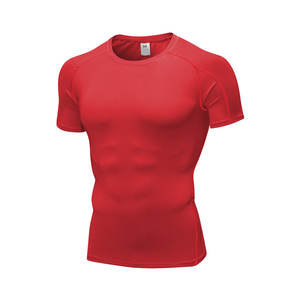 เสื้อรัดรูปเล่นฟิตเนสแขนสั้นของผู้ชายเสื้อเข้ายิมแห้งเร็วสำหรับผู้ใหญ่ OEM - Product Image 1