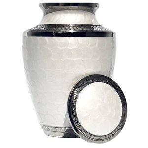 โกศใส่เถ้ากระดูกเคลือบสีขาวทำจากอลูมิเนียมสำหรับใส่เถ้ากระดูก - Product Image 1