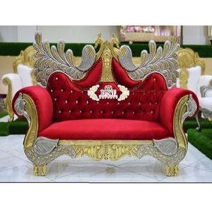 Canapé Double paon de luxe en bois sculpté, canapé d'angle, causeuse pour mariage, dernière conception - Product Image 1