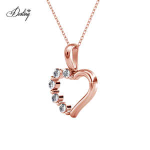 Trendy Love Heart Design Pendentif orné de cristaux <span class=keywords><strong>Swarovski</strong></span> Bijoux Daisini Collier en argent sterling/laiton - Product Image 2