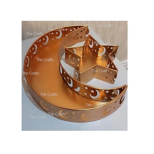 Lot de 3 plateaux Ramadan de différentes tailles et couleurs en métal pour la vaisselle à la maison et à l'hôtel - Product Image 4