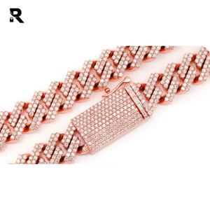 Collier en or rose et jaune 14 carats avec diamants cubains surélevés, coupe ronde brillante, certifié IGI, 39,50 carats - Product Image 4