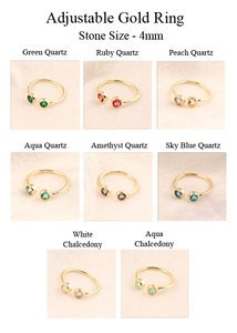 Vente en gros nouvelle collection minimaliste plaqué or double rubis quartz réglable ouvert empilable déclaration bague perle de mariage - Product Image 2