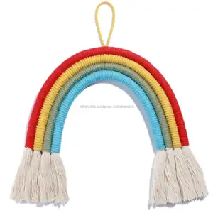 Kids Multicolor Rainbow Wall Hanging Cotton Rope Macrame Spiral Hanging Handmade Decor from Indian Supplier