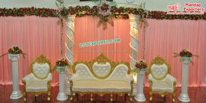 Conjunto de muebles de plata para boda, muebles elegantes de madera para boda asiática, sofá plateado, venta al por mayor, Londres - Product Image 3