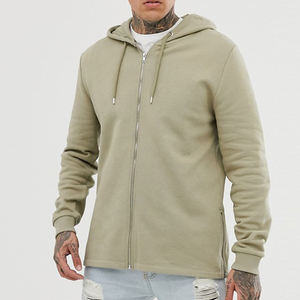 เสื้อมีฮู้ดซิปด้านหน้าสำหรับผู้ชาย, เสื้อฮู้ดแขนยาวมีเชือกผูกสีล้วนสำหรับสวมใส่ลำลอง - Product Image 1