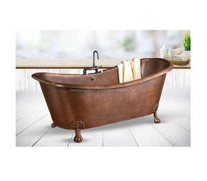 Nouveau Style Antique doré à la main brillant pur laiton cuivre baignoire autoportante pour salle de bain 2026 - Product Image 5