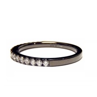 Bagues de couple classiques Hong Kong en diamant, or blanc 18 carats, rhodium noir, taille brillant, design demi-bague, alliance éternité