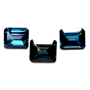 Topaze bleue de Londres naturelle en forme d'émeraude 10X8mm à 20x15mm Fabrication de bijoux en forme d'octogène à facettes de haute qualité Utiliser des pierres en vrac - Product Image 2