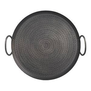 Plateau de service antique noir martelé rond en fer classique avec poignée pour Table à manger vaisselle plateau de service alimentaire - Product Image 1