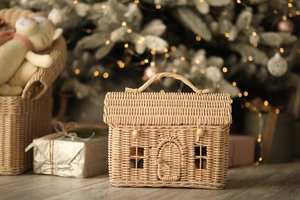 Cadeau de noël pour enfants, panier en forme de maison, panier de pique-nique pour les jouets d'enfants, panier de rangement pour décoration de maison, sac en rotin à la mode - Product Image 6