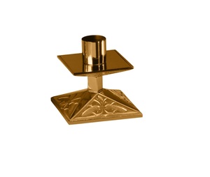 Portavelas de altar cuadrado de metal de Brassworld India, modelo religioso pulido hecho de latón - Product Image 1