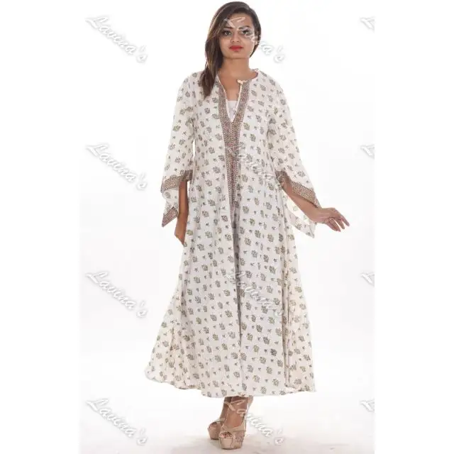 Buatan Tangan India Gaun Hippie Panjang Wanita Pakaian Pantai Seksi Gaun Panjang Kaftan Gaun Malam Kurtis Panjang