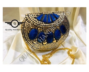 2023, superventas, bolso redondo de Metal de playa de verano para mujer, artesanías de calidad de la India, bolso de mano/bolso de mujer con cierre de cubierta - Product Image 4