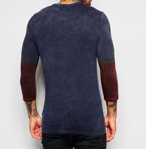 Qualité supérieure Hommes Skinny Fit Quarter Sleeve Dip Dye Print Pattern T-Shirt Ras Du Cou Respirant Vêtements Extreme Muscle - Product Image 5