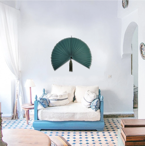 Abanicos de mano grandes de bambú verde oscuro, Art Deco de moda, abanicos de bambú de color personalizado al por mayor colgantes - Product Image 5