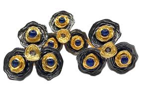 Argent Sterling 925 Oxydé Plaqué Or Fournisseur Grossiste Multi Pierres Précieuses Fait Sur Commande À La Mode Pas Cher Unisexe Faible QUANTITÉ MINIMALE DE COMMANDE Bague Fleur - Product Image 3