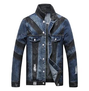 Men's Denim Jacket Spring Casual Jeans Jacket Men Two Tone Ripped Denim Jacket - Product Image 1