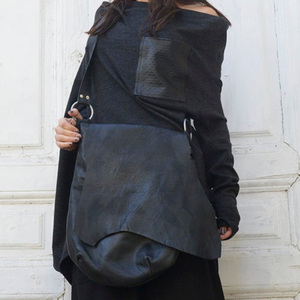 Sac à main à bandoulière en cuir noir, fourre-tout en cuir élégant/noir et rouge en cuir véritable pochette pour gothique Culture - Product Image 1