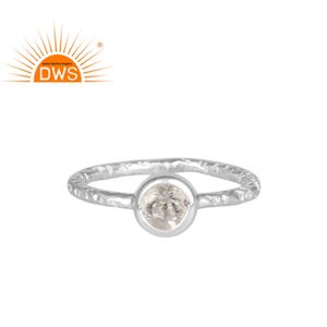 Natural <b>Green</b> Amethyst Gemstone Hammered Ring <b>Jewelry</b> Sterling Fine Silver Ring <b>Jewelry</b> Wholesaler - Product Image 1