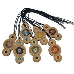 Best Value of Seven Chakra Disc Set Wooden Pendants Set With Cord : Seven Chakra Disc Set Wooden Pendants Set With Cord for Sale - Product Image 1