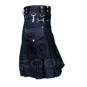 Kilt noir pour homme de qualité supérieure, service OEM/ODM du fabricant, kilt utilitaire moderne - Product Image 3