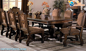 Mesa de comedor de madera de teca dorada de lujo, juego de comedor de estilo francés de 4 plazas, acabado dorado real, hecho a mano - Product Image 4