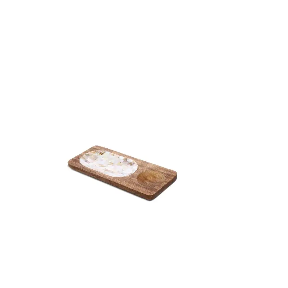 wooden serving tray with Mother Of Pearl Hand holder Tray for food and fruits latest piece wooden and MOP serving tray