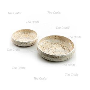 ชุดชามขนมและช็อคโกแลตสองทรงกลมทำจากไม้ขัดเงาและแม่ของไข่มุกเป็นมิตรต่อสิ่งแวดล้อม - Product Image 1