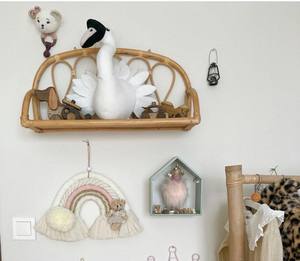 Eco-Friendly Round Natural Wooden Wicker Rattan Woven Wall <b>Shelf</b> Rack for <b>Bathroom</b>, Living Room Hot Selling - Product Image 5