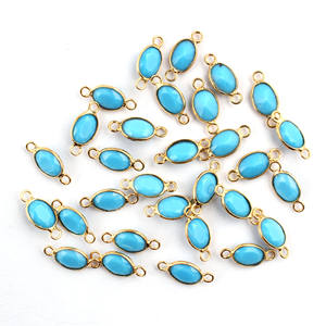 Conjunto de Bisel Chapado en Oro para Encontrar Joyas, Conectores Personalizados Creativos de Turquesa Natural con Fianza Única - Product Image 2