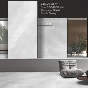 Armani Grey in 600x1200mm digital glasierten Bodenfliesen aus poliertem Porzellan in glänzendem Finish von Ncraze Ceramic LLP für Hotel dekor