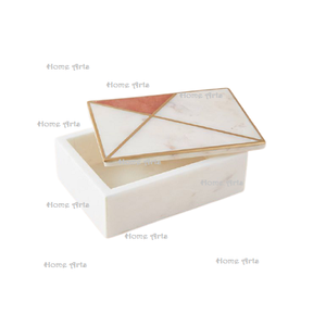 Boîte de forme carrée au design unique Boîte en marbre blanc avec couvercle design Conteneur alimentaire de qualité de luxe pour la cuisine à domicile - Product Image 6