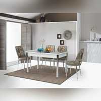 Ensemble de table à manger moderne extensible avec plateau en bois, 6 places, durable, écologique, portable, imperméable, de haute qualité pour la maison et le bureau