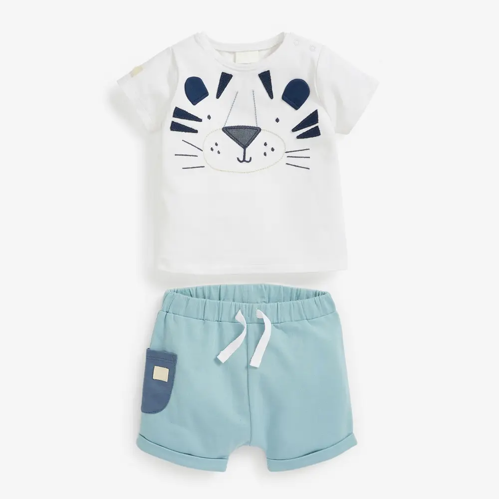 Wholesale Price New Born Clothes Sets / 2022 Two Piece Printed Baby Twin Sets / Summer T-Shirt And Shorts Baby Clothing Sets