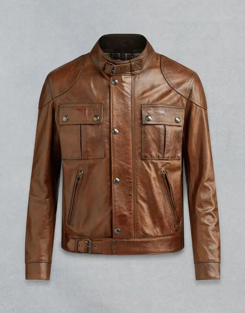 Veste de motard cirée homme, en cuir, nouvelle collection 100%, vente en gros