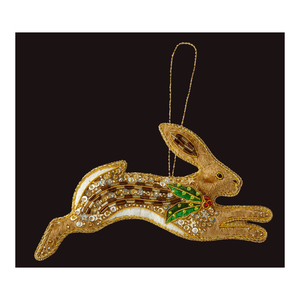 Ornement de Noël suspendu en forme de lapin qui court - Product Image 1