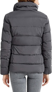 <b>Women's</b> Quilted Winter <b>Puffer</b> <b>Jacket</b> Short Stand Collar Windbreaker Full Zip Fashionable Streetwear featuring Stripe Decoration - Product Image 2