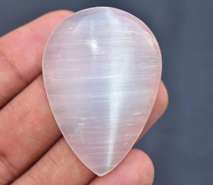 หินอัญมณีธรรมชาติ Selenite Cabochon,หินอัญมณีแฮนด์เมดทรงหลวม - Product Image 4