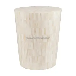 LATEST DESIGN Natural bone round accent white stool by Ingenious Craft bone inlay stool