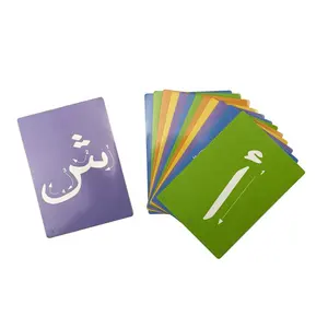 Custom Printed Cognition Arabic English Letter Alphabet Baby Reusable Kids Learning Cards