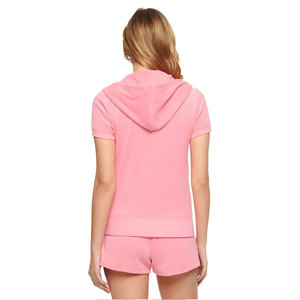 Ensemble survêtement 2 pièces pour femmes, t-shirt et pantalon court, en velours, taille élastique, 2020 - Product Image 6