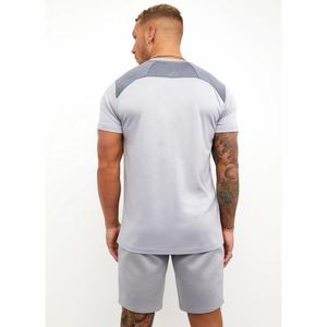 Men's Custom Embroidered 2-Piece Summer Training Crew Neck <b>Short</b> Sleeves T-Shirt <b>Shorts</b> Set XL Size Breathable Twin Casual Wear - Product Image 3
