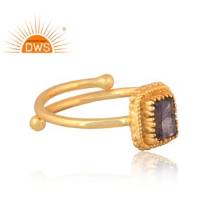 Anillo Apilable de Plata de Ley 925 con Baño de Oro y Labradorita Natural, el Más Vendido del 2026, para Mujer, Fabricante de Joyería - Product Image 2