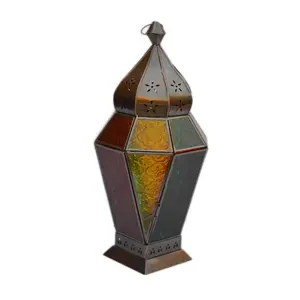 Linterna marroquí de Metal y soporte de luz en T chapado, decoración de interior antigua colgante y diseño de suelo, linternas de vela