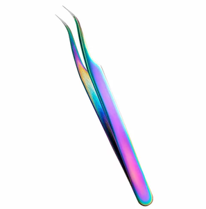 Curved Style Lashes Tweezers in Multicolor Finished Eyelash <b>Extension</b> Tweezers with Laser Marked Branded Logo Eco-Friendly - Product Image 1