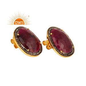 Boucles d'oreille en argent Sterling 925, boucles d'oreilles avec pierres précieuses rubis naturelles, diamants scintillants, fabrication de bijoux - Product Image 2