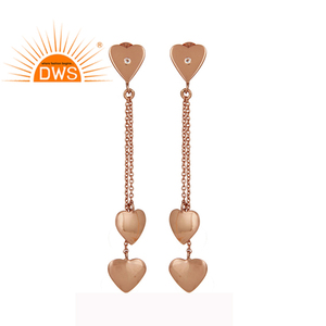 925เงินสเตอร์ลิงกุหลาบชุบทองวางต่างหูเครื่องประดับผู้ผลิตสีขาวบุษราคัมพลอยหัวใจโซ่ห้อยต่างหูเครื่องประดับ - Product Image 1