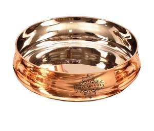 IndianArtVilla Plaque Halwa en acier et cuivre et assiette à dessert pour un usage quotidien - Product Image 1