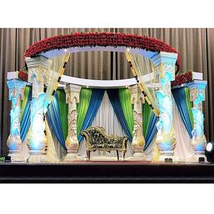 Beautiful South Indian Wedding Poruwa <b>Decor</b> Mandap <b>Set</b> Peacock Design Wedding Chairs with LED Lighting for PartyUSA - Product Image 1